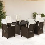 Set mobilier de grădină cu perne, 7 piese, maro, poliratan GartenMobel Dekor