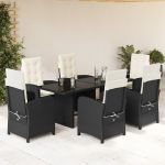 Set mobilier de grădină cu perne, 7 piese, negru, poliratan GartenMobel Dekor
