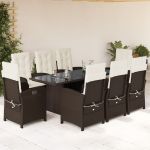 Set mobilier de grădină cu perne, 9 piese, maro, poliratan GartenMobel Dekor