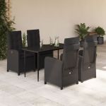 Set mobilier de grădină cu perne, 5 piese, negru, poliratan GartenMobel Dekor
