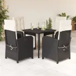 Set mobilier de grădină cu perne, 5 piese, negru, poliratan GartenMobel Dekor