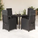 Set mobilier de grădină cu perne, 5 piese, negru, poliratan GartenMobel Dekor