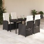 Set mobilier de grădină cu perne, 5 piese, negru, poliratan GartenMobel Dekor