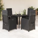 Set mobilier de grădină cu perne, 5 piese, negru, poliratan GartenMobel Dekor