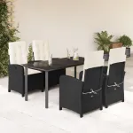 Set mobilier de grădină cu perne, 5 piese, negru, poliratan GartenMobel Dekor