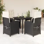 Set mobilier de grădină cu perne, 5 piese, negru, poliratan GartenMobel Dekor