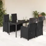Set mobilier de grădină cu perne, 5 piese, negru, poliratan GartenMobel Dekor