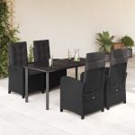Set mobilier de grădină cu perne, 5 piese, negru, poliratan GartenMobel Dekor