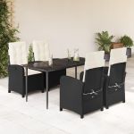 Set mobilier de grădină cu perne, 5 piese, negru, poliratan GartenMobel Dekor