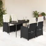 Set mobilier de grădină cu perne, 5 piese, negru, poliratan GartenMobel Dekor