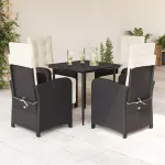 Set mobilier de grădină cu perne, 5 piese, negru, poliratan GartenMobel Dekor