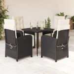 Set mobilier de grădină cu perne, 5 piese, negru, poliratan GartenMobel Dekor