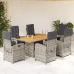 Set mobilier de grădină cu perne, 7 piese, gri, poliratan GartenMobel Dekor