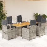 Set mobilier de grădină cu perne, 7 piese, gri, poliratan GartenMobel Dekor