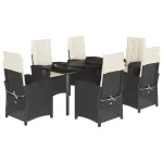 Set mobilier de grădină cu perne, 7 piese, negru, poliratan GartenMobel Dekor
