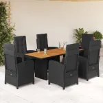 Set mobilier de grădină cu perne, 7 piese, negru, poliratan GartenMobel Dekor