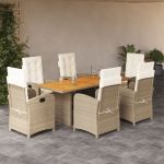 Set mobilier pentru grădină, 7 piese, cu perne, bej, poliratan GartenMobel Dekor