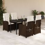 Set mobilier de grădină, 5 piese, cu perne, maro, poliratan GartenMobel Dekor