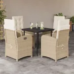 Set mobilier de grădină cu perne, 5 piese, bej, poliratan GartenMobel Dekor