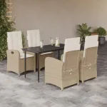 Set mobilier de grădină cu perne, 5 piese, bej, poliratan GartenMobel Dekor