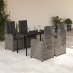 Set mobilier de grădină cu perne, 5 piese, gri, poliratan GartenMobel Dekor