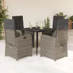 Set mobilier de grădină cu perne, 5 piese, gri, poliratan GartenMobel Dekor