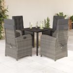 Set mobilier de grădină cu perne, 5 piese, gri, poliratan GartenMobel Dekor