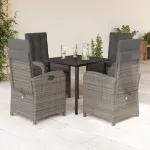 Set mobilier de grădină cu perne, 5 piese, gri, poliratan GartenMobel Dekor