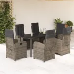 Set mobilier de grădină cu perne, 7 piese, gri, poliratan GartenMobel Dekor