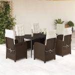 Set mobilier de grădină cu perne, 7 piese, maro, poliratan GartenMobel Dekor