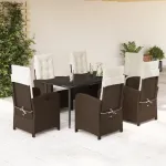 Set mobilier de grădină cu perne, 7 piese, maro, poliratan GartenMobel Dekor