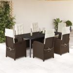 Set mobilier de grădină cu perne, 7 piese, maro, poliratan GartenMobel Dekor