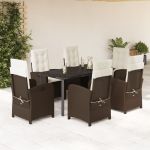 Set mobilier de grădină cu perne, 7 piese, maro, poliratan GartenMobel Dekor