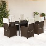 Set mobilier de grădină cu perne, 7 piese, maro, poliratan GartenMobel Dekor