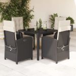 Set mobilier de grădină cu perne, 5 piese, negru, poliratan GartenMobel Dekor