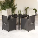 Set mobilier de grădină cu perne, 5 piese, negru, poliratan GartenMobel Dekor