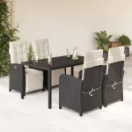 Set mobilier de grădină cu perne, 5 piese, negru, poliratan GartenMobel Dekor