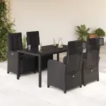 Set mobilier de grădină cu perne, 5 piese, negru, poliratan GartenMobel Dekor
