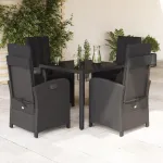 Set mobilier de grădină cu perne, 5 piese, negru, poliratan GartenMobel Dekor
