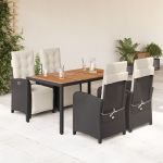 Set mobilier de grădină cu perne, 5 piese, negru, poliratan GartenMobel Dekor