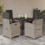 Set mobilier de grădină cu perne, 5 piese gri deschis poliratan GartenMobel Dekor