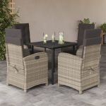 Set mobilier de grădină cu perne, 5 piese gri deschis poliratan GartenMobel Dekor