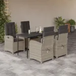 Set mobilier de grădină cu perne, 5 piese gri deschis poliratan GartenMobel Dekor