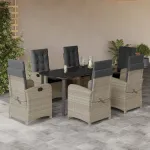 Set mobilier de grădină cu perne, 7 piese gri deschis poliratan GartenMobel Dekor