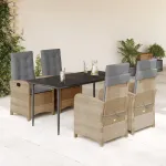 Set mobilier pentru grădină, 5 piese, cu perne, bej, poliratan GartenMobel Dekor