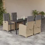 Set mobilier pentru grădină, 5 piese, cu perne, bej, poliratan GartenMobel Dekor