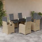 Set mobilier pentru grădină, 7 piese, cu perne, bej, poliratan GartenMobel Dekor