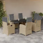 Set mobilier pentru grădină, 7 piese, cu perne, bej, poliratan GartenMobel Dekor