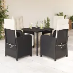 Set mobilier de grădină cu perne, 5 piese, negru, poliratan GartenMobel Dekor