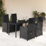 Set mobilier de grădină cu perne, 5 piese, negru, poliratan GartenMobel Dekor
